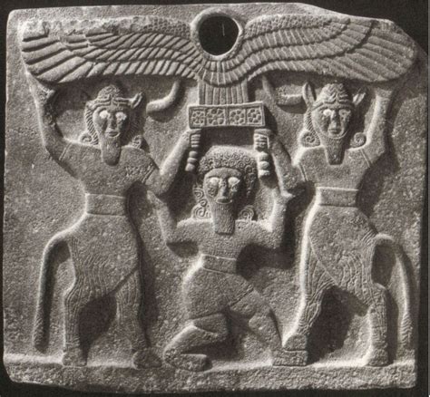 Relief Depicting Gilgamesh Between Two Bull Men Supporting A Winged Sun