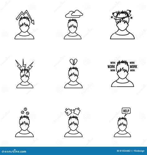 Feeling Icons Set Outline Style Stock Vector Illustration Of Office