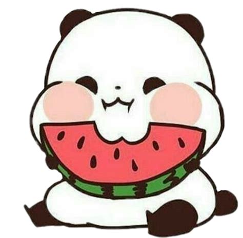 Panda Cute Love Watermelon Food Panda Kawaii 1024x1004 Png