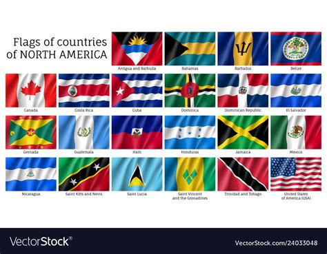 National Countries Flags Of North America Vector Image