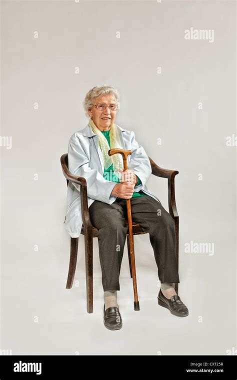 Old Woman Holding A Walking Cane Stock Photo Alamy