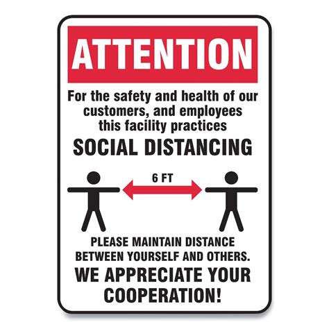 Social Distance Signs 14x10 Customers and Employees Distancing RedWhite ...