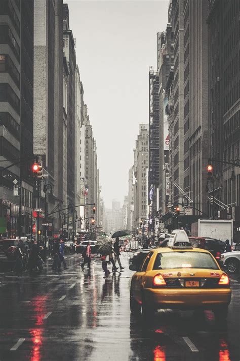 Busy New York Avenue During Rain Photography Rain