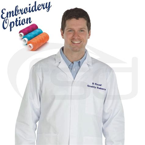 Embroidered Mens Unisex Lab Coat Food Safety Direct