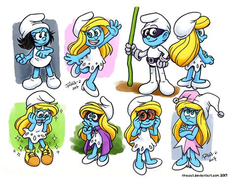 Smurfs Many Faces Of Smurfette By Rinacat On Deviantart In 2022