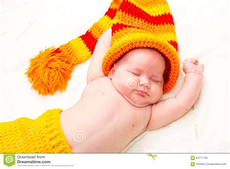 A Cute Newborn Little Baby Girl Sleeping Stock Image
