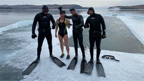 85 Meters Under The Ice Russian Swimmer Sets New World Record With