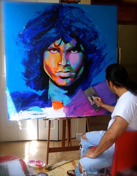Jim Morrison Work In Progress By Hector Prado Trippy Painting Animal