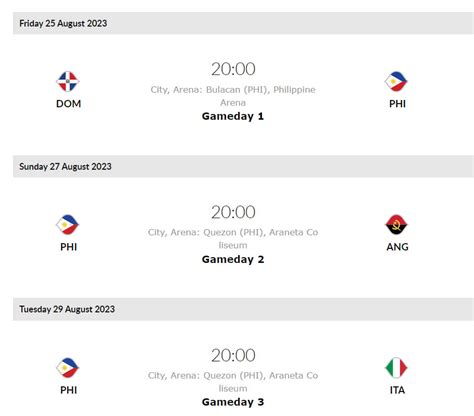 Gilas Pilipinas Schedule For Fiba World Cup 2023 Gilas Pilipinas