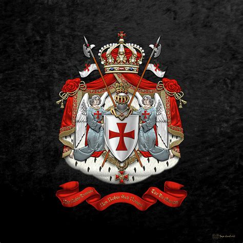 Knights Templar Coat Of Arms Over Black Velvet Digital Art By Serge