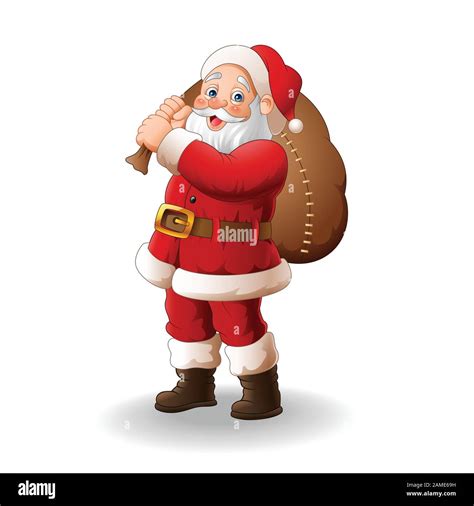 Santa Claus Carrying Big Bag Stock Vector Image And Art Alamy