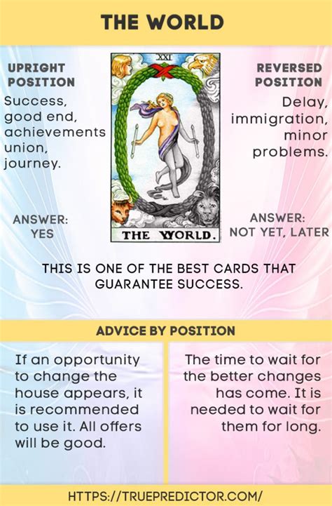 It is the final card of the major arcana or tarot trump sequence. The World Tarot card meaning in the future, love and career readings