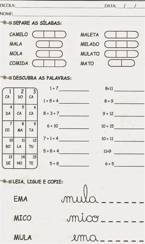 Atividades Alfabetização 1º Ano Para Imprimir Portal Do Professor