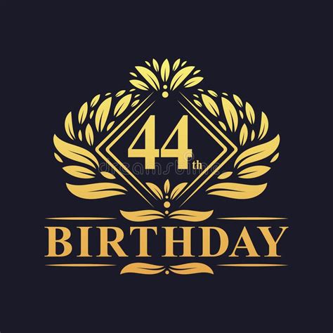 44 Years Birthday Logo Luxury Golden 44th Birthday Celebration Stock