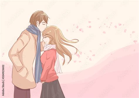 Couple Forehead Kiss Cute Kawaii In Anime Style Sweet Relationship