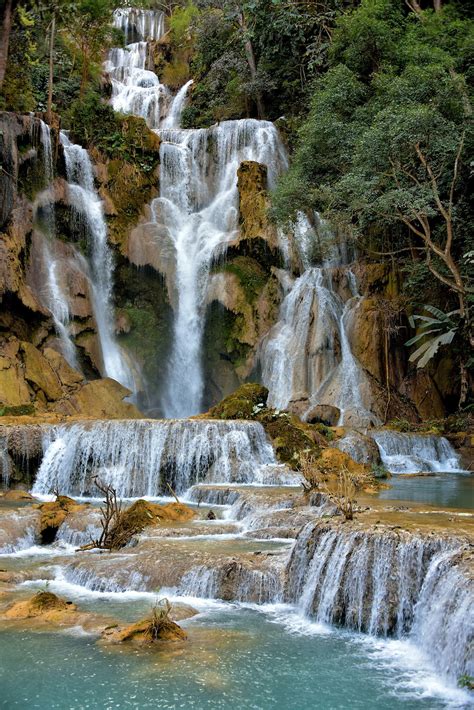 Main Cascade Of Kuang Si Falls Near Luang Prabang Laos Encircle Photos