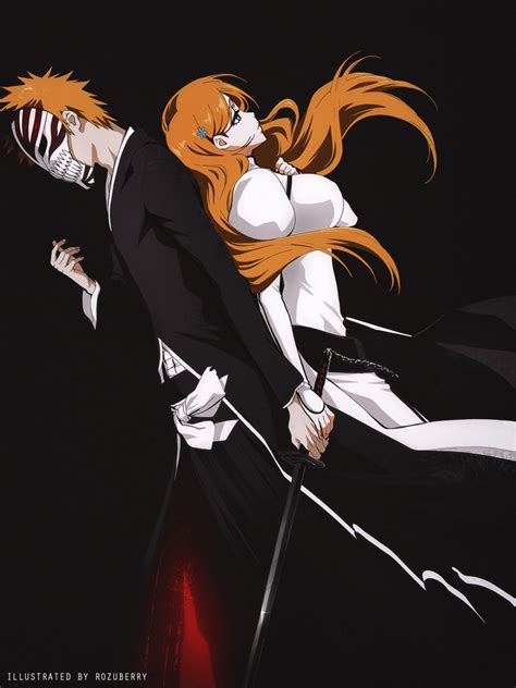 Inoue Orihime And Kurosaki Ichigo Bleach Drawn By Rozuberry Danbooru