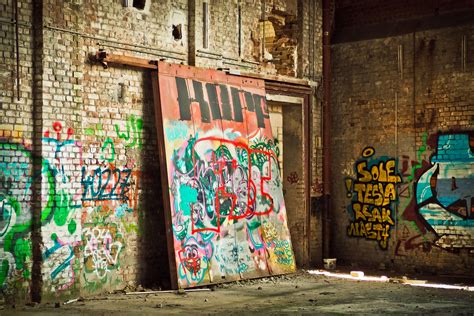 Abandoned Art Brick Wall Broken Dilapidated Dirty Ghetto