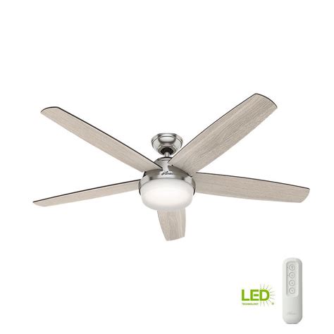 Led indoor distressed koa ceiling fan with light kit and remote control. Hunter Salido 60 in. LED Indoor Brushed Nickel Ceiling Fan ...