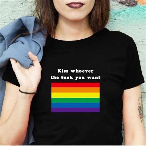 Hahayule 1pcs Kiss Whoever What You Want Funny Pride Tee Gay Pride Ts Lgbt Pride Shirts