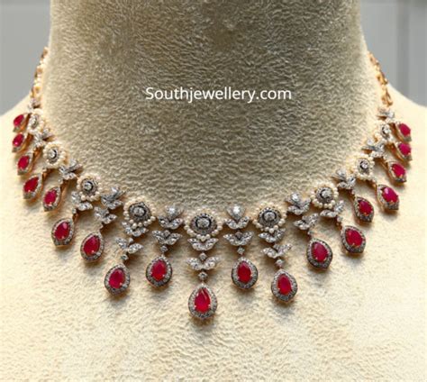 Diamond Ruby And Pearl Necklace Indian Jewellery Designs