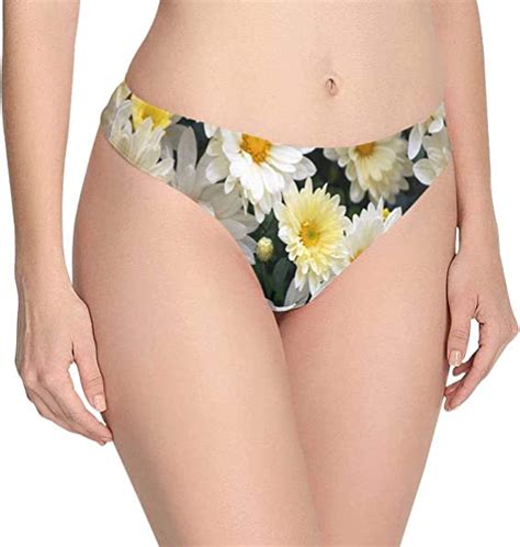 Amazon Com Custom Nolvelty Blooming Daisy Women S Thongs Panties