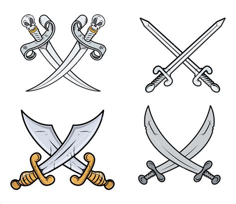 Crossed Swords Set Cartoon Vector Illustration Royalty Free Stock Image Storyblocks