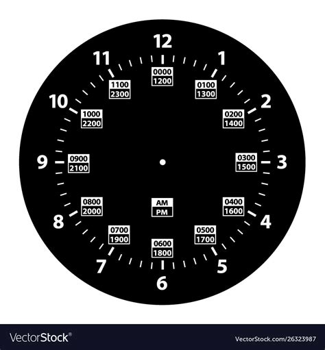 24 Hour Military Time And Standard Time Clock Vector Image
