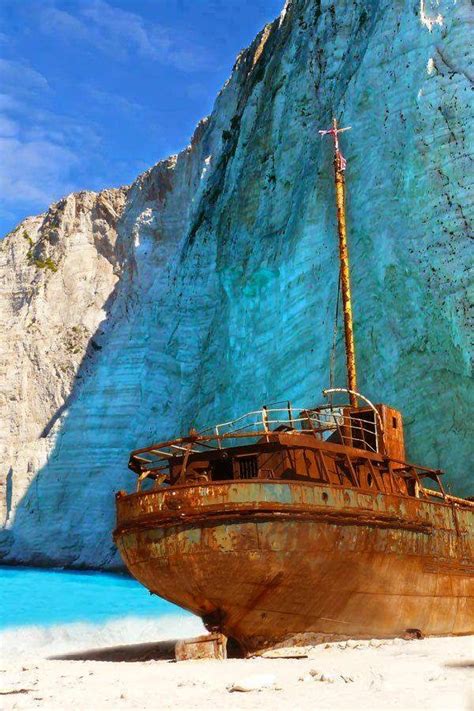 The Famous Shipwreck On Navagio Beach In Zakynthos Greece