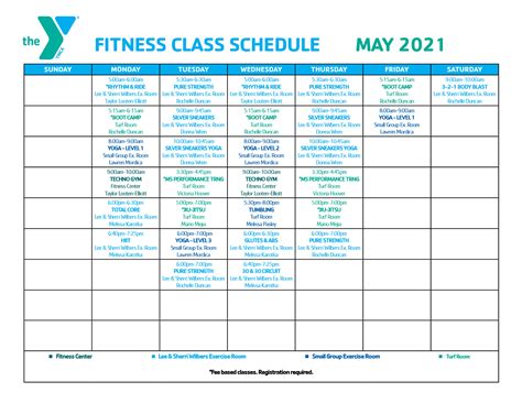 Fitness Class Schedule And Class Descriptions