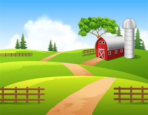 Cartoon Illustration Of Farm Background Stock Vector Illustration Of
