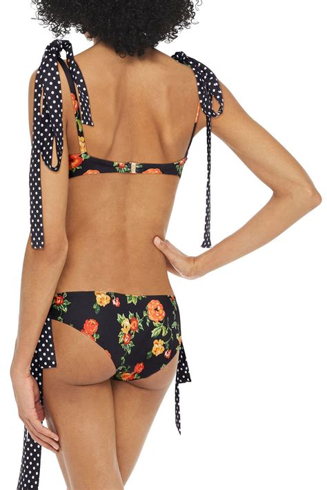 Caroline Constas Clem Knotted Printed Low Rise Bikini Briefs The Outnet