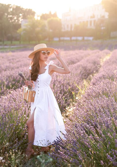 Provence France Lavender Fields Sunset White Midi Maxi