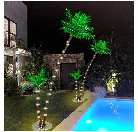 Solar Lighted Palm Tree Outdoor Christmas Tree Decoration 7ft 8 Modes