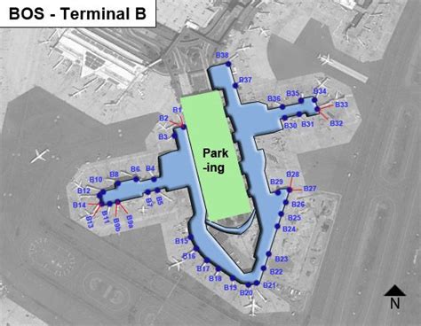 Boston Logan Airport Bos Terminal B Map