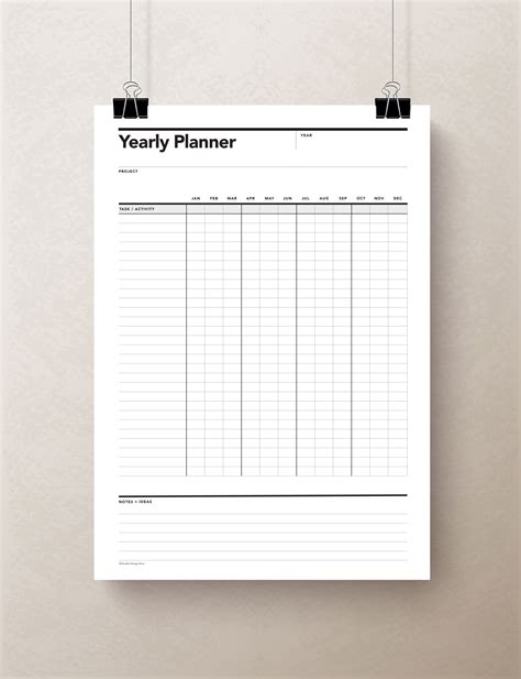 Yearly Calendar Yearly Planner 12 Month Calendar 1 Year Planner One