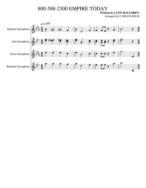 800 588 2300 Empire Today By Carlit0churrit0 Sheet Music For Saxophone