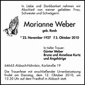 Traueranzeigen von Marianne Weber | www.vrm-trauer.de