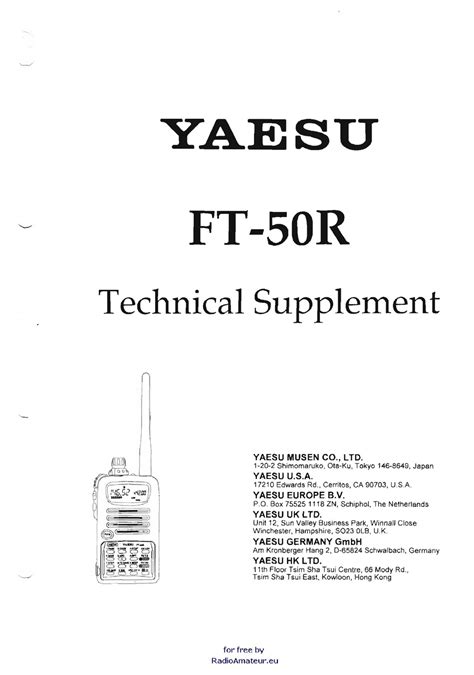 Yaesu Ft 50r Technical Supplement Pdf Download Manualslib