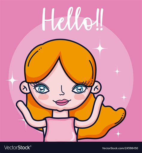 Girl Saying Hello Cartoon Royalty Free Vector Image