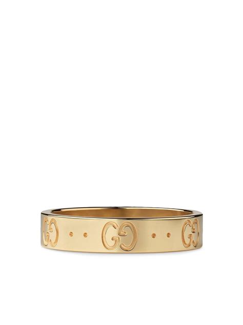 Gucci 18kt Yellow Gold Icon Logo Engraved Ring Modesens