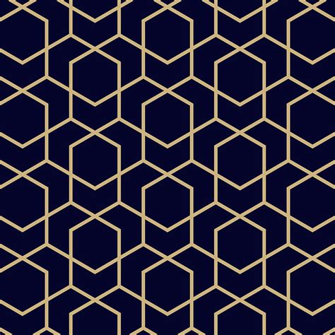 Navy And Gold Hexagon Geometric Removable Muse Wall Studio Blue And