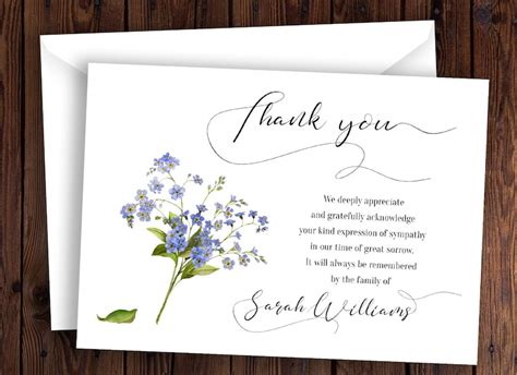 Personalized Funeral Thank You Card Sympathy Thank You Card Etsy