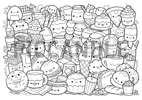 Free Coloring Page With Kawaii Food Doodle Printable Pdf My Xxx Hot Girl