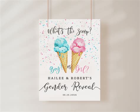 Ice Cream Gender Reveal Party Welcome Sign Instant Download Etsy