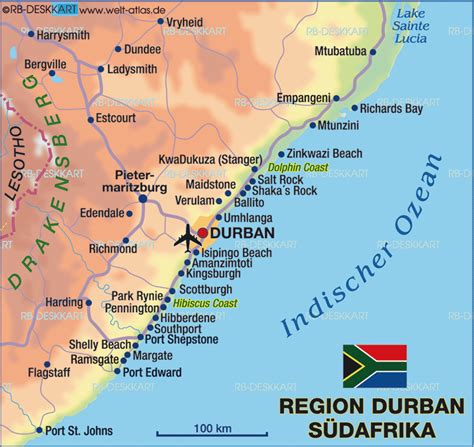 Durban Map Travelsfinderscom