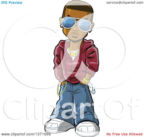 Clipart Of A Young Black Male Rapper Wearing Sunglasses Royalty Free Vector Illustration By