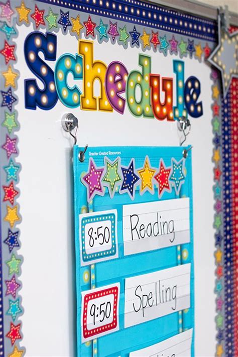 Light Blue Marquee 14 Pocket Chart Star Themed Classroom