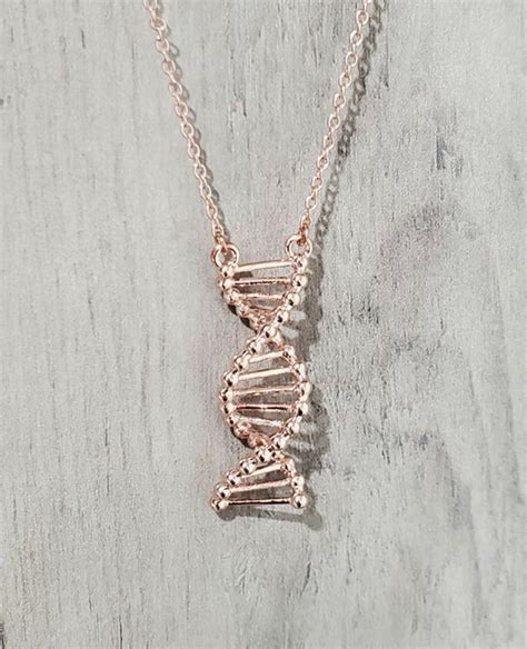 Dna Double Helix Necklace Rose Tone Etsy