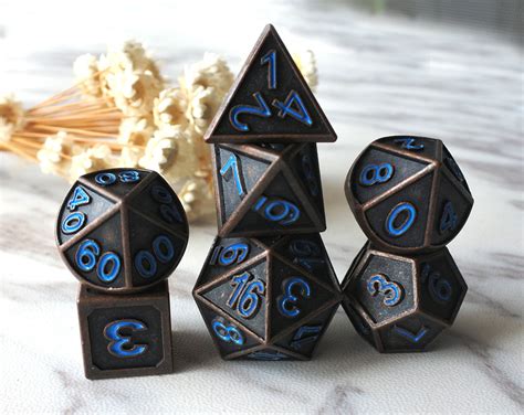 Set Di Dadi Dnd In Metallo Nero Argento Drago E Dungeon Set Etsy Italia